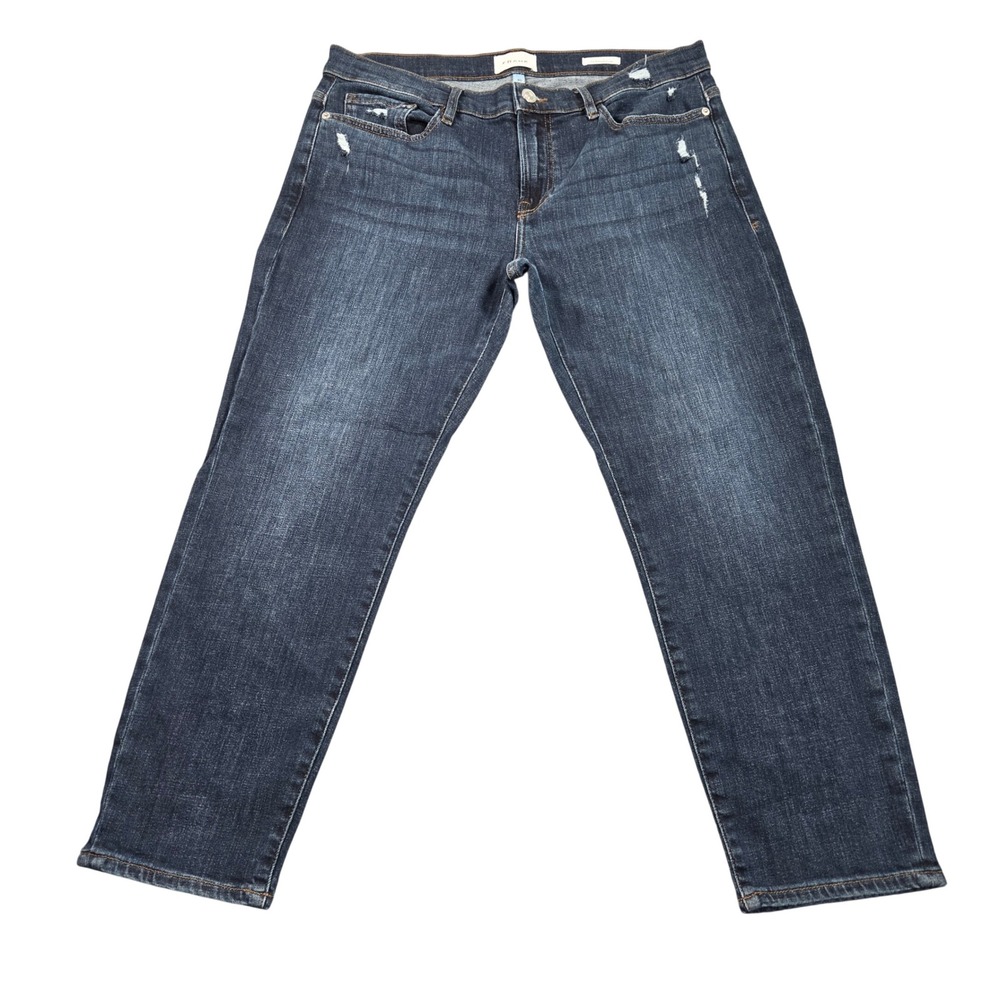 Frame Le Garcon Crop Jeans Womens 30 Covant Blue Distressed Slim Boyfriend Denim
